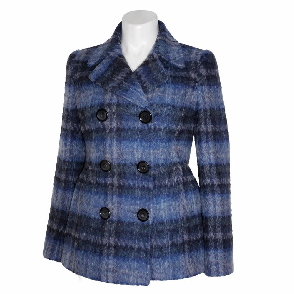 Chadwicks Blue Purple Wool Blend Blazer Lined Pea Coat Size 10t